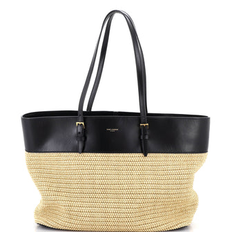 Saint Laurent Boucle E/W Shopping Tote Raffia with Leather Medium