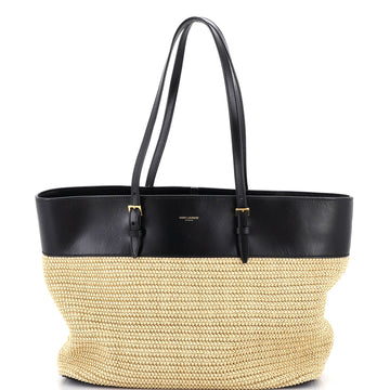Saint Laurent Boucle E/W Shopping Tote Raffia with Leather Medium