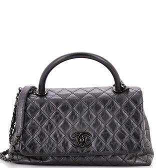 Chanel Coco Top Handle Bag Quilted Aged Calfskin Small