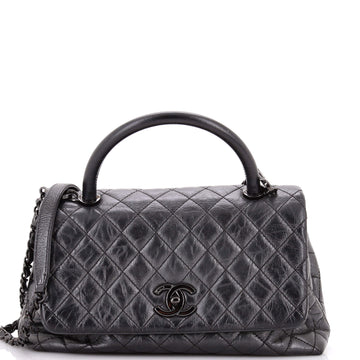 Chanel Coco Top Handle Bag Quilted Aged Calfskin Small