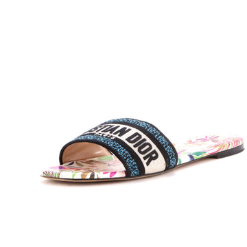Christian Dior Women's Dway Flat Sandals Embroidered Canvas