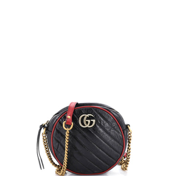 Gucci GG Marmont Round Shoulder Bag Diagonal Quilted Leather Mini