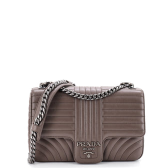 Prada Chain Flap Shoulder Bag Diagramme Quilted Leather Large