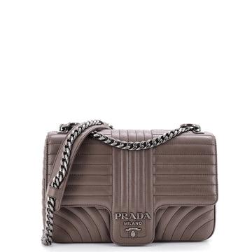 Prada Chain Flap Shoulder Bag Diagramme Quilted Leather Large