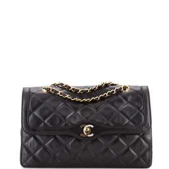 Chanel Vintage Two Tone CC Flap Bag Quilted Lambskin Medium