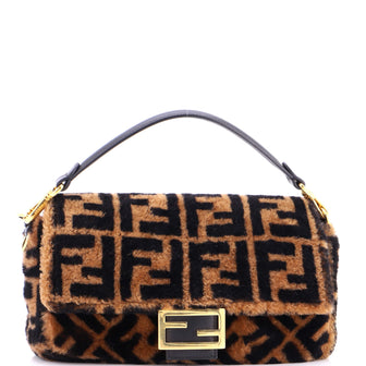 Fendi Baguette NM Bag Zucca Shearling Medium
