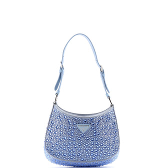 Prada Cleo Shoulder Bag Crystal Embellished Satin Small