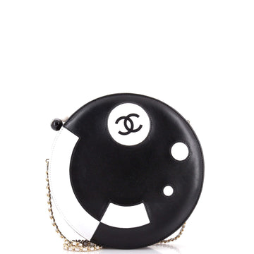 Chanel Kisslock Round Circle Clutch with Chain Leather