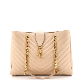 Saint Laurent Classic Monogram Shopper Matelasse Chevron Leather Large