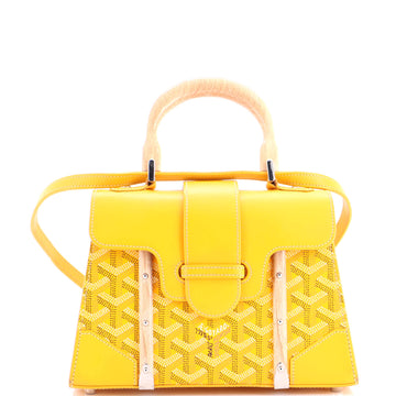 Goyard Structured Saigon Top Handle Bag Coated Canvas with Leather Mini