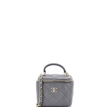 Chanel Classic Top Handle Vanity Case with Chain Quilted Lambskin Mini