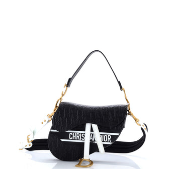 Christian Dior Saddle Handbag Oblique Embossed Calfskin Medium
