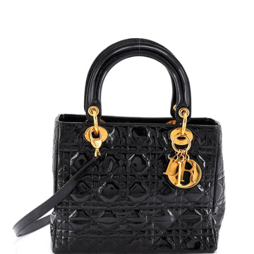 Christian Dior Lady Dior Bag Cannage Quilt Patent Medium