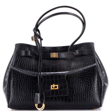 Balenciaga Bel Air Carry All Bag Crocodile Embossed Leather Medium