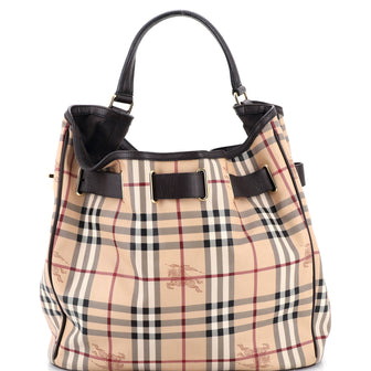 Burberry Walden Hobo Haymarket Coated Canvas Medium