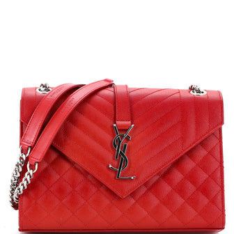 Saint Laurent Classic Monogram Envelope Satchel Mixed Matelasse Leather Medium