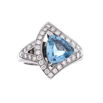 Bvlgari Divas' Dream Openwork Ring 18K White Gold with Diamonds and Aquamarine