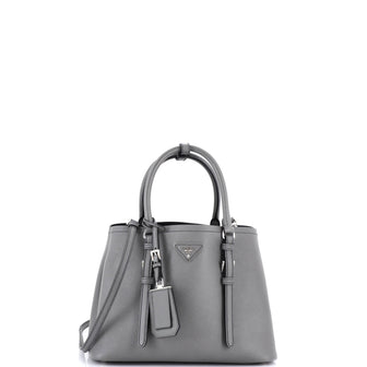 Prada Belted Strap Cuir Double Tote Saffiano Leather Small