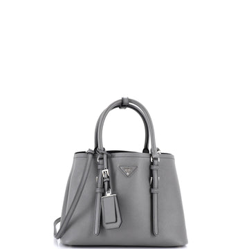 Prada Belted Strap Cuir Double Tote Saffiano Leather Small