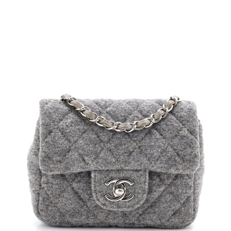 Chanel Vintage Square Flap Bag Quilted Wool Mini