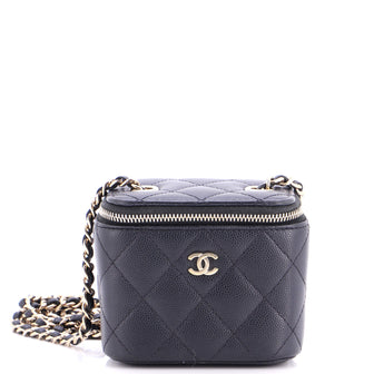 Chanel Classic Vanity Case with Chain Quilted Caviar Mini