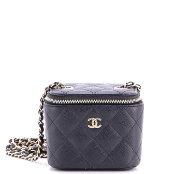 Chanel Classic Vanity Case with Chain Quilted Caviar Mini