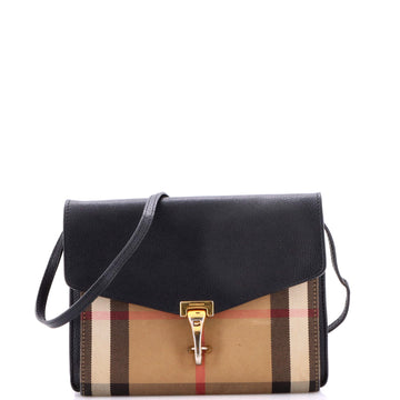 Burberry Macken Crossbody Bag Leather and House Check Canvas Small