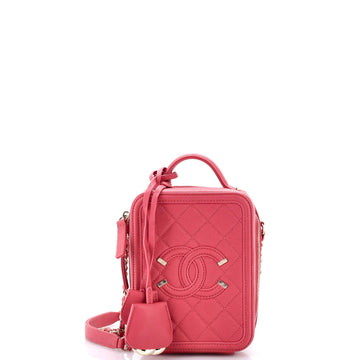 Chanel Filigree Vertical Vanity Case Quilted Caviar