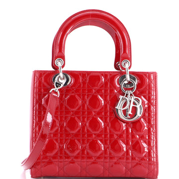 Christian Dior Lady Dior Bag Cannage Quilt Patent Medium