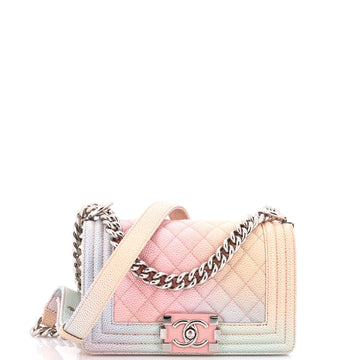 Chanel Rainbow Boy Flap Bag Quilted Painted Caviar Small