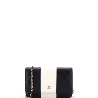 Chanel Bicolor Two Tone Wallet on Chain Quilted Lambskin