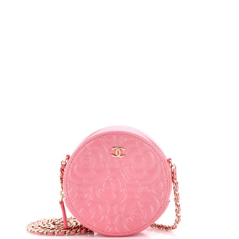 Chanel Round Clutch with Chain Camellia Caviar Mini