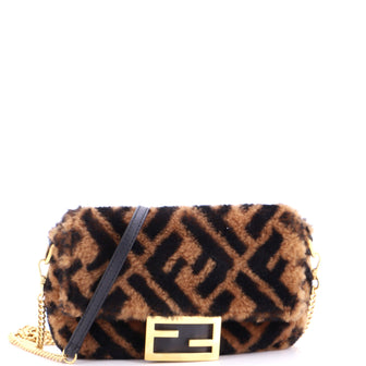Fendi Baguette NM Bag Zucca Shearling Mini