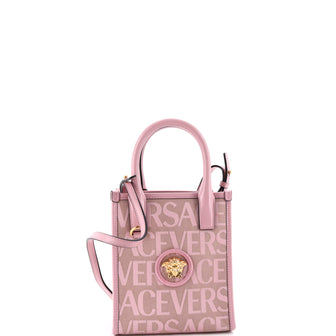 Versace La Medusa Tote All Over Logo Canvas Mini