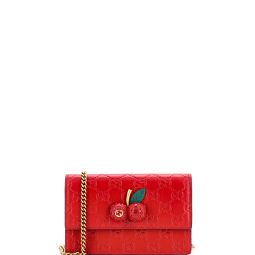 Gucci Cherries Wallet on Chain Guccissima Leather Mini
