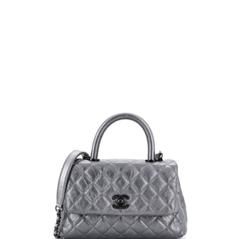 Chanel Coco Top Handle Bag Quilted Aged Calfskin Mini