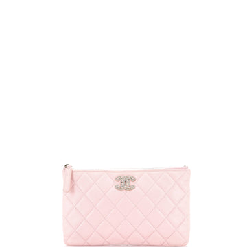 Chanel Crystal Woven CC O Case Pouch Quilted Caviar Small