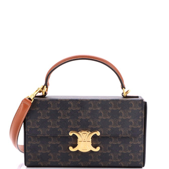 Celine Triomphe Box Top Handle Bag Triomphe Coated Canvas
