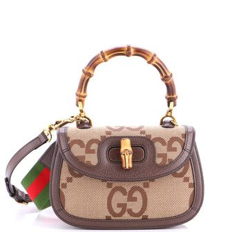 Gucci Bamboo 1947 Top Handle Bag Jumbo GG Canvas Mini