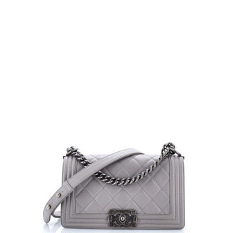 Chanel Boy Flap Bag Quilted Lambskin Old Medium