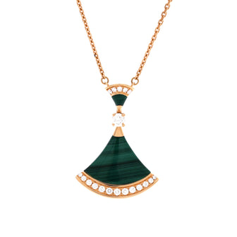 Bvlgari Divas' Dream Pendant Necklace 18K Rose Gold with Malachite and Diamonds Large