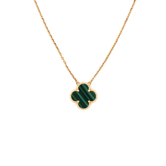 Van Cleef & Arpels Vintage Alhambra Pendant Necklace 18K Yellow Gold and Malachite
