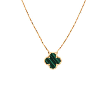 Van Cleef & Arpels Vintage Alhambra Pendant Necklace 18K Yellow Gold and Malachite