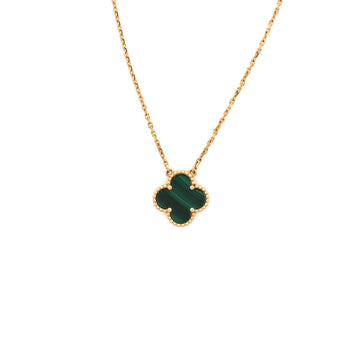 Van Cleef & Arpels Vintage Alhambra Pendant Necklace 18K Yellow Gold and Malachite