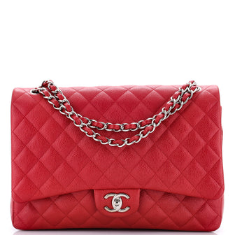 Chanel Classic Double Flap Bag Quilted Iridescent Caviar Jumbo