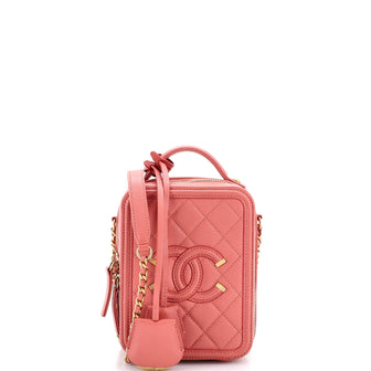Chanel Filigree Vertical Vanity Case Quilted Caviar
