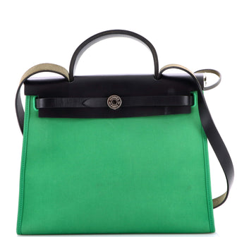 Hermes Herbag Zip Leather and Toile 31