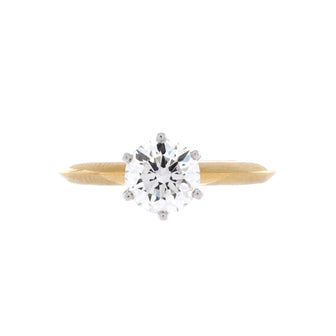 Tiffany & Co. Tiffany Setting Solitaire Ring 18K Yellow Gold and Platinum with RBC Diamond G/VVS2 1.20CT