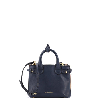 Burberry Banner Tote Leather and House Check Canvas Mini