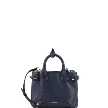 Burberry Banner Tote Leather and House Check Canvas Mini